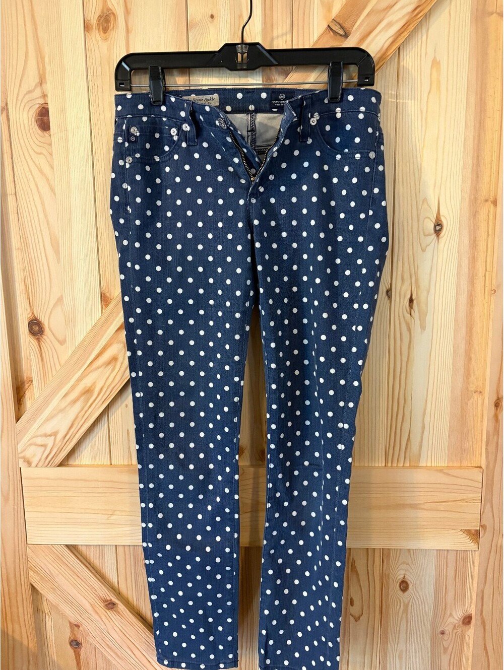 Adriano Goldschmied The Stevie Ankle Slim Straight Leg Polka Dot Jeans 25R